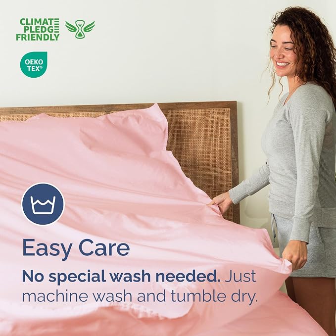 King Flat Sheet - Single Top Flat Sheet Only - Soft & Cooling - Baby Pink | Hotel Luxury Top Flat Sheet Only, Ultra-Soft, Breathable & Cooling, Fade & Wrinkle Free, Easy-Care, Stain & Shrink Resistant