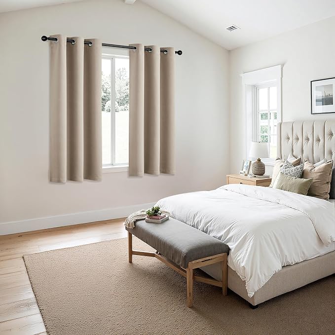 MIULEE Blackout Curtains for Bedroom 2 Panels 40 x 54 Inch Long Taupe | Thermal Insulated, Living Room Darkening Grommet Drapes, Noise Reducing, Light Blocking Window Treatments