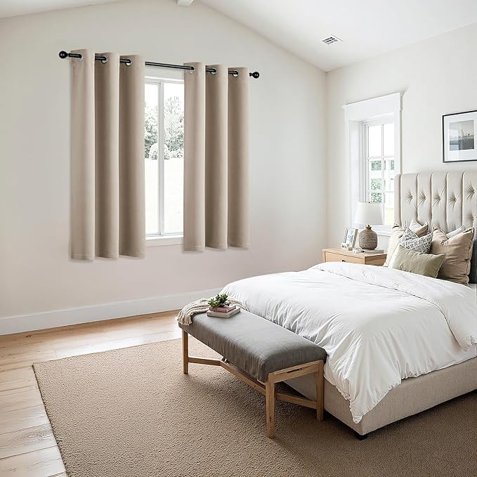 MIULEE Blackout Curtains for Bedroom 2 Panels 40 x 63 Inch Long Taupe | Thermal Insulated, Living Room Darkening Grommet Drapes, Noise Reducing, Light Blocking Window Treatments