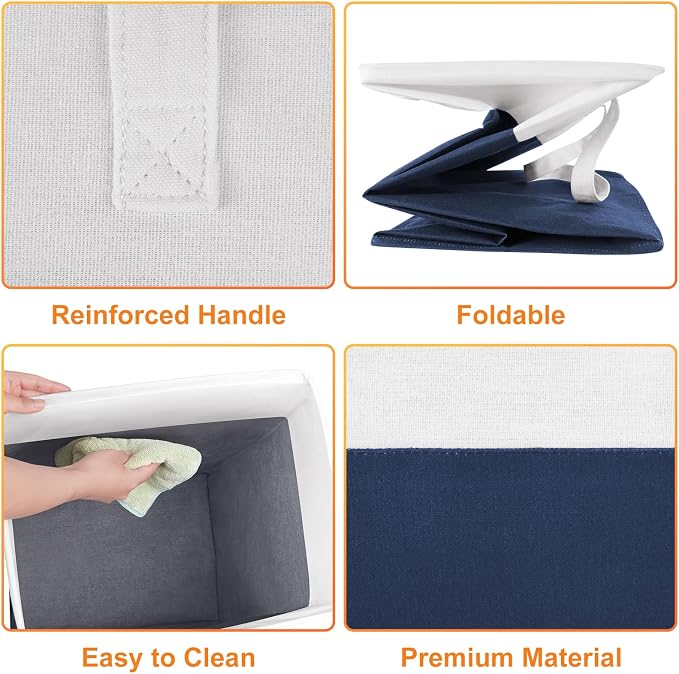 TasticTotes Laundry Basket 3-Pack, Laundry Hamper, 100L-Blue | Clothes Laundry Hamper, Collapsible Laundry Basket, Freestanding laundry hamper with Handles for Home or Dorm