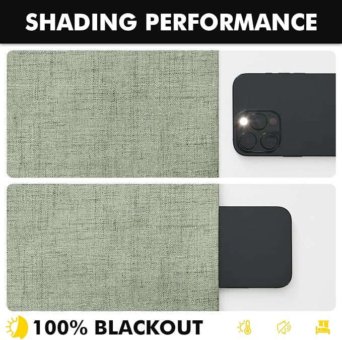 MIULEE 100% Blackout Linen Curtains 42 x 63 Inch Sage Green 2 Panels | Thermal Insulated, Room Darkening Drapes for Bedroom Living Room, Back Tab Rod Pocket Pinch Pleated, Solid Luxury Decor
