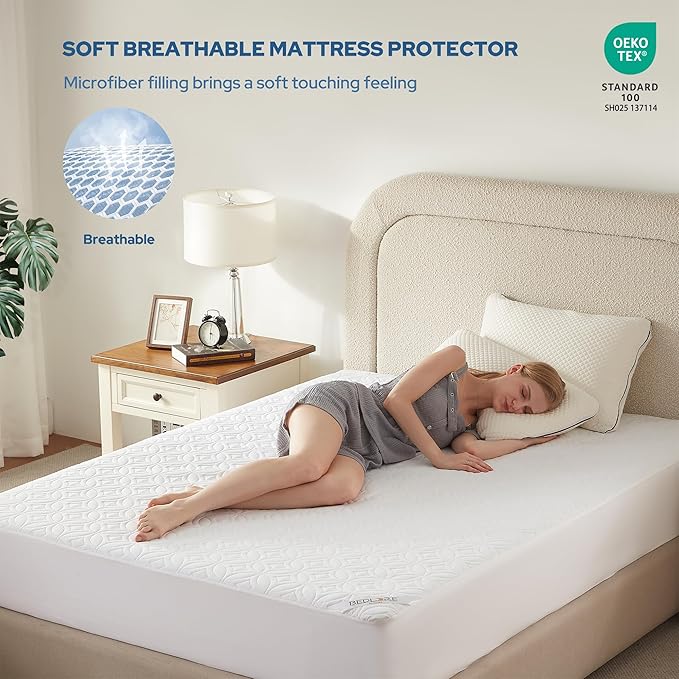 2 Pack Waterproof Mattress Protector King Size, Deep Pocket Fit, Washable | Bedlore Soft Breathable Bed Mattress Cover Pad, Fits 6-18 Inch Deep Mattresses, Ideal for Bedroom, Hotel, White