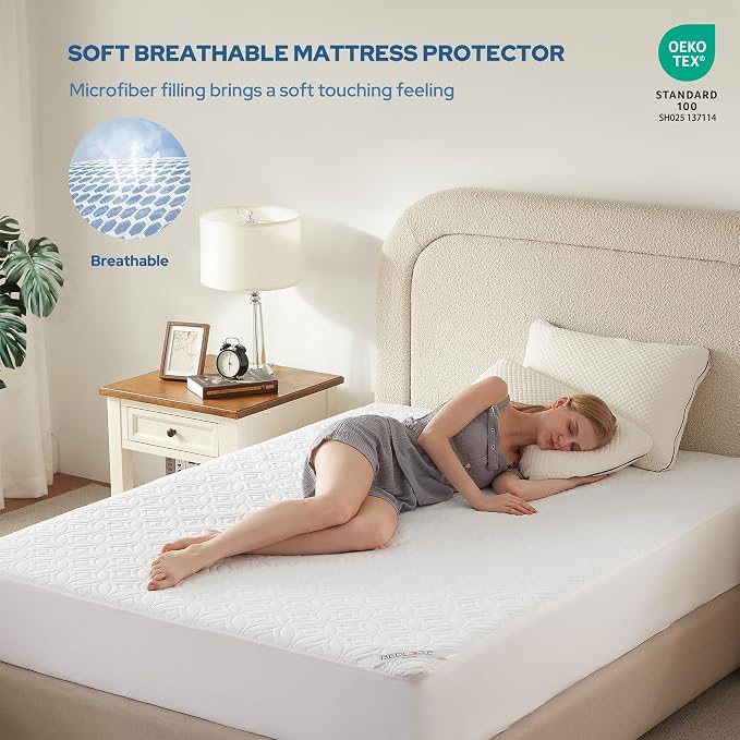 2 Pack Waterproof Mattress Protector Full Size, Deep Pocket Fit, Washable | Bedlore Soft Breathable Bed Mattress Cover Pad, Fits 6-15 Inch Deep Mattresses, Ideal for Bedroom, Hotel, White