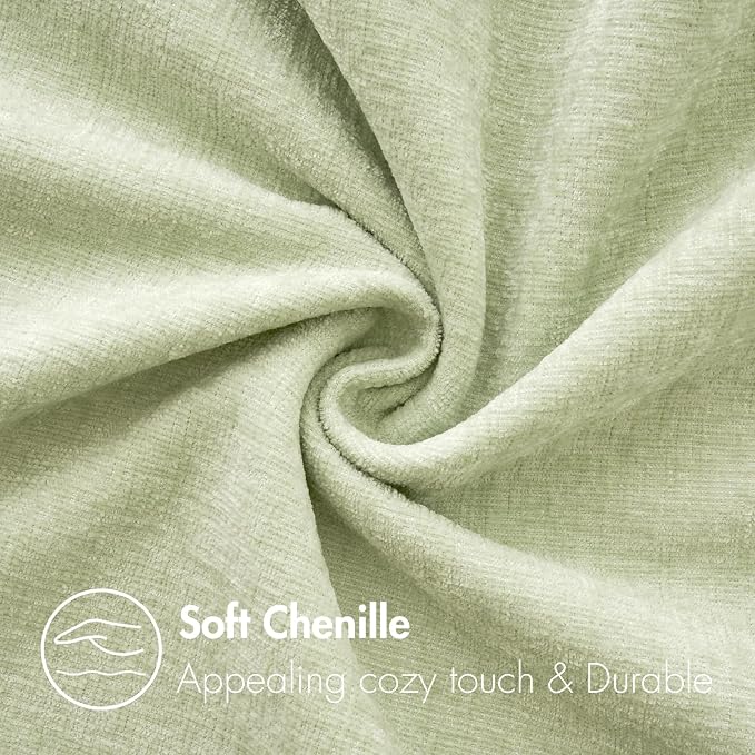 MIULEE Soft Chenille Throw Pillow Covers Light Green 18x18 Inch Pack of 2 | Modern Home Decor, Classic Decorative Pillows, Solid Dyed Cases, Boho Couch Cushion Covers for Sofa Bed Living Room