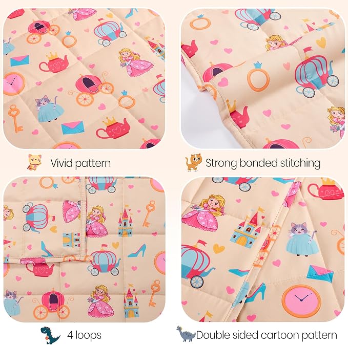 Weighted Blanket - 5 lbs Beige Princess Heavy Blanket - Small Size Breathable Lap Blanket(36"x48", 5 lbs)