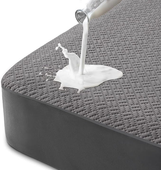 Hanherry 100% Waterproof Full Size Mattress Protector, Grey, Rayon Made from Bamboo, 3D Air Fabric, Cooling, 16 inch Deep Pocket, Noiseless