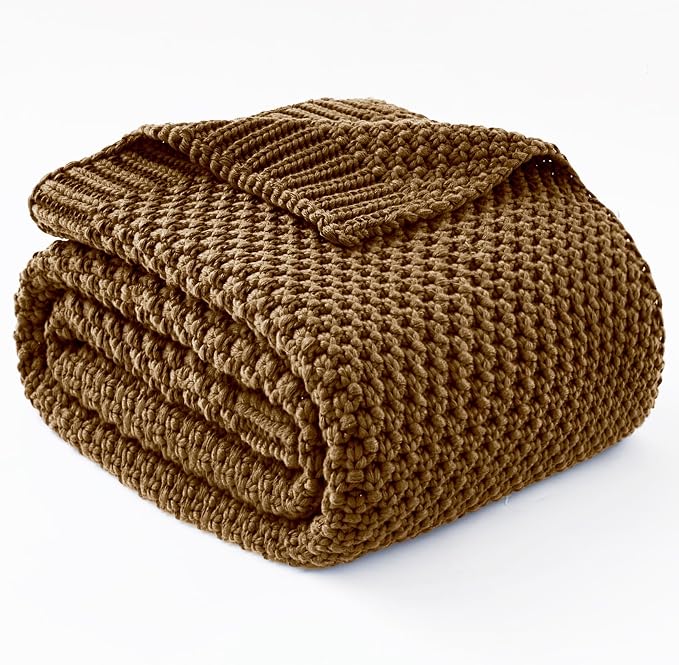 Knitted Weighted Blanket - 50"x60" 5lbs Cooling Chunky Knit Heavy Blanket for Adults Cable Yarn Knit Decorative No Beads Soft, Cozy and Cooling Weighted Throw Blankets Machine Washable