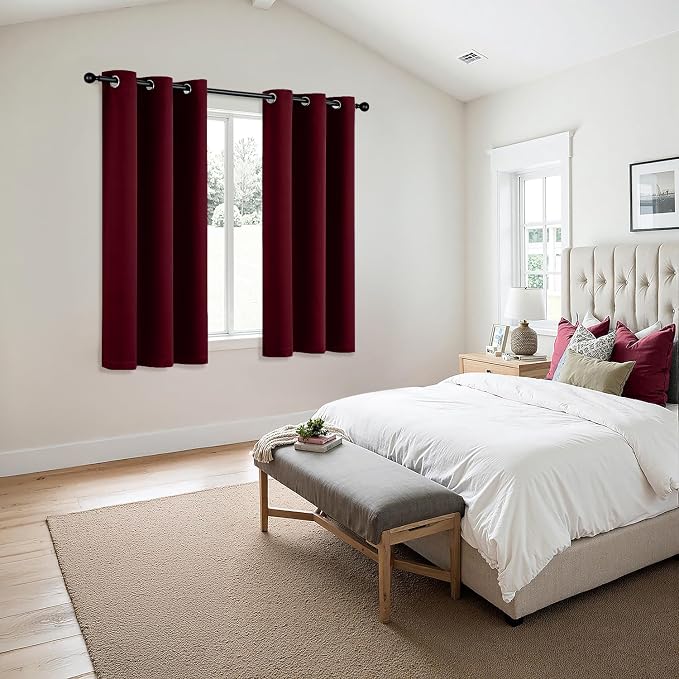 MIULEE Christmas Blackout Curtains for Bedroom 2 Panels 40"x54" Burgundy | Thermal Insulated, Living Room Darkening Grommet Drapes, Noise Reducing, Light Blocking Window Treatments