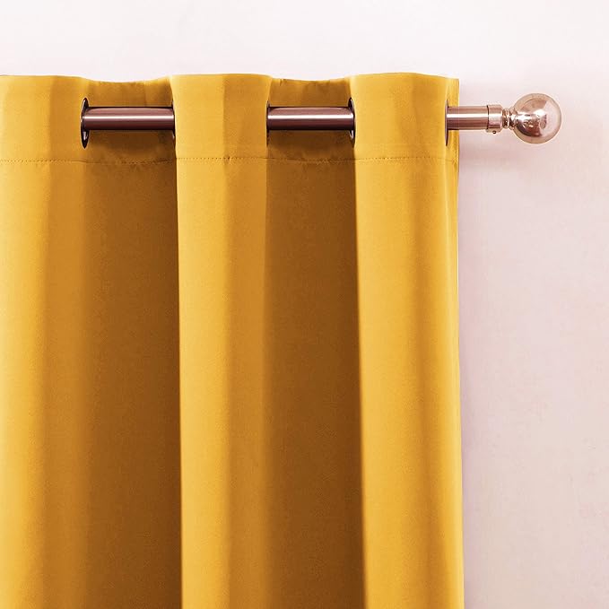 Yellow Thermal Blackout Curtains/42 x 95 Inch/Set of 2 Panels Room Darkening Curtains for Bedroom