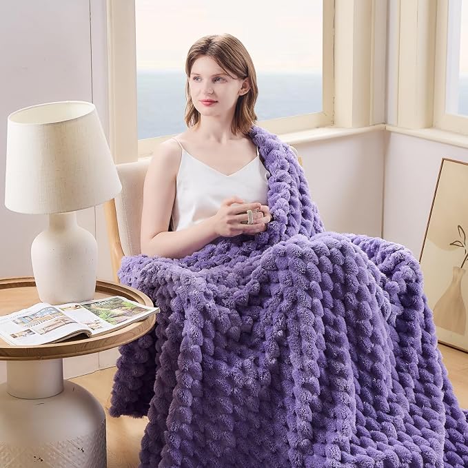 NEWCOSPLAY Fleece Clouds Cozy King Blanket for Couch, Lavender, 90"x110" | Premium Silky Flannel Blanket, Soft Lightweight Fluffy Throw Blanket for Bed Sofa Decor, Gift for All Season Use
