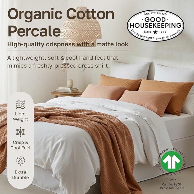 California Design Den 2 Pack 100% Organic Cotton Full Size Bed Sheets Set | GOTS Certified, Lightweight Crisp & Airy Percale For Hot Sleepers, 15" Deep Pocket, All-around Elastic - Blue Hydrangea
