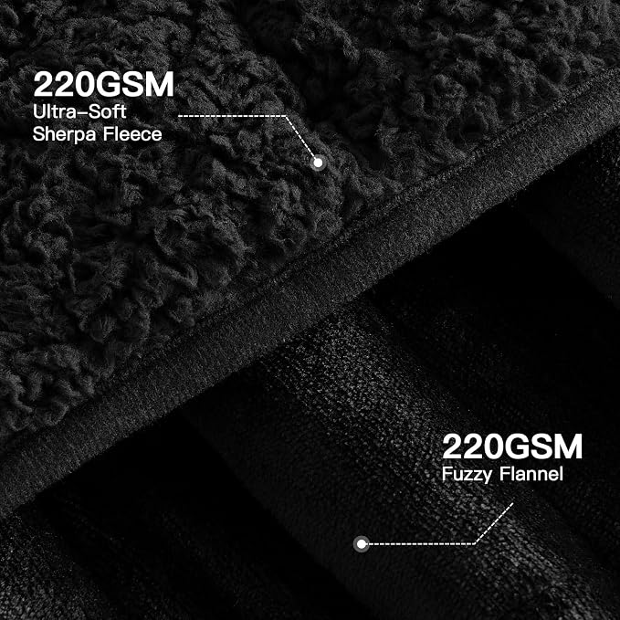 Lofus 15 lbs Weighted Blanket for Adults Twin Size 48" x 72", Black | Dual-Sided Sherpa Fleece Heavy Blanket, for Stress Relief & Better Sleep, Ultra Soft, Ideal Gift for Family, Warm & Cozy