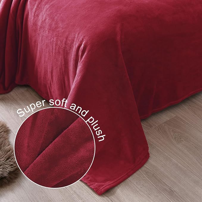 Exclusivo Mezcla Soft Fleece Blanket Twin Size for Bed, Deep Red | 60x80 Inches, Double-Sided Brushed Flannel, Lightweight Plush Cozy Blanket for Home Decor, All Season, Machine Washable