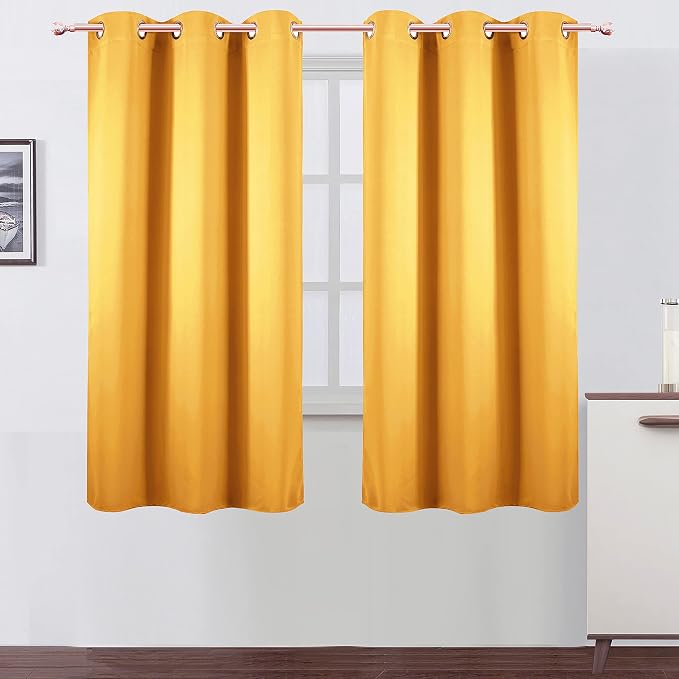 Yellow Thermal Blackout Curtains/38 x 63 Inch/Set of 2 Panels Room Darkening Curtains for Bedroom