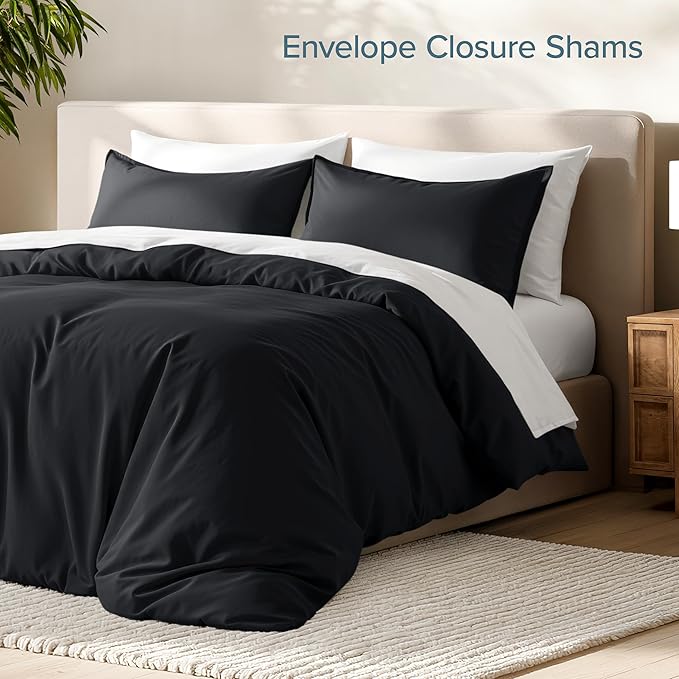 Bare Home Duvet Cover Set 1800 Ultra-Soft (King, Black) | Lightweight, Cooling, Breathable, Premium 1800 Ultra-Soft, All-Season