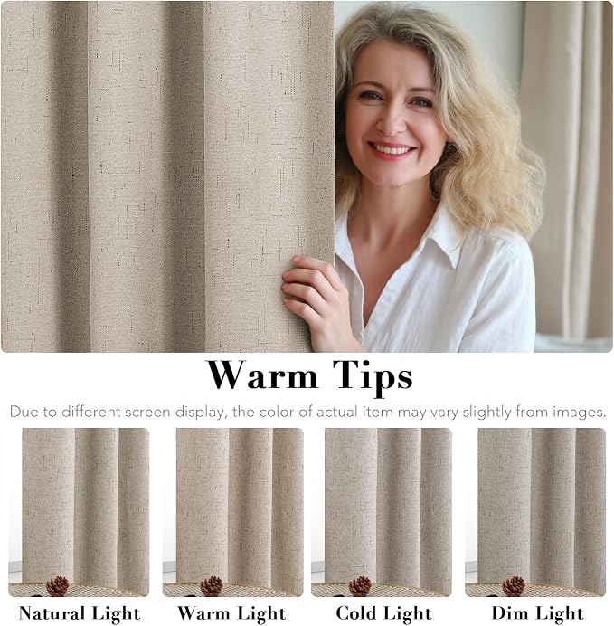 H.VERSAILTEX Blackout Curtains Durable Thick Textured Look 100% Blackout Patio Door Curtain Anti Rust Grommet Extra Wide Sliding Door Curtain Panel, Cobblestone, W100 x L84 inch