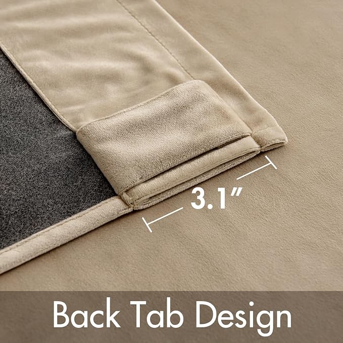 MIULEE Velvet Curtains 52x96 inches 2 Panels Cream Beige Blackout Curtains | Luxury, Bedroom Living Room, Thermal Insulated, Super Soft Window Drapes, Rod Pocket & Back Tab