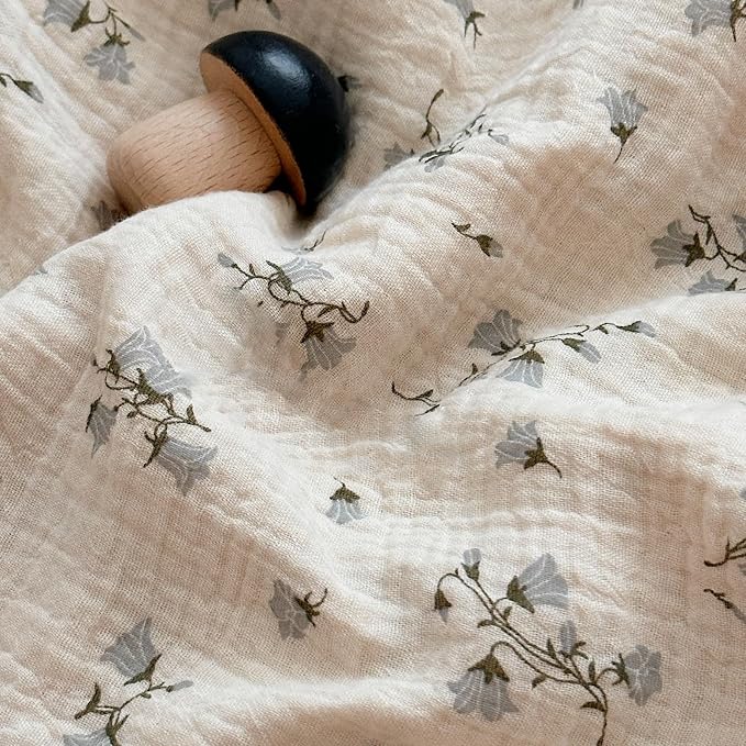 Muslin Duvet Cover Queen, Chic Ruffles Comforter Cover 90"x90",Princess Girls Teens Bedding Double-Layer Gauze Cotton Quilt Covers with Zipper Closure, Hyacinth Print, No Pillow Case