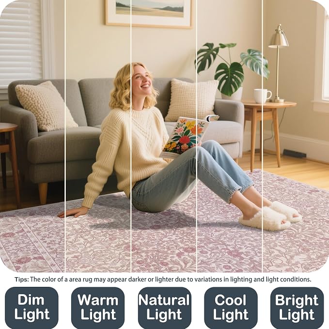 Washable 2x3 Entry Rug, Front Door Rugs Indoor, Vintage Floral Area Rugs for Kitchen, Non-Slip Bathroom Small Rugs, Perfect for Entryway Decor Door Mat (2x3 Pink)