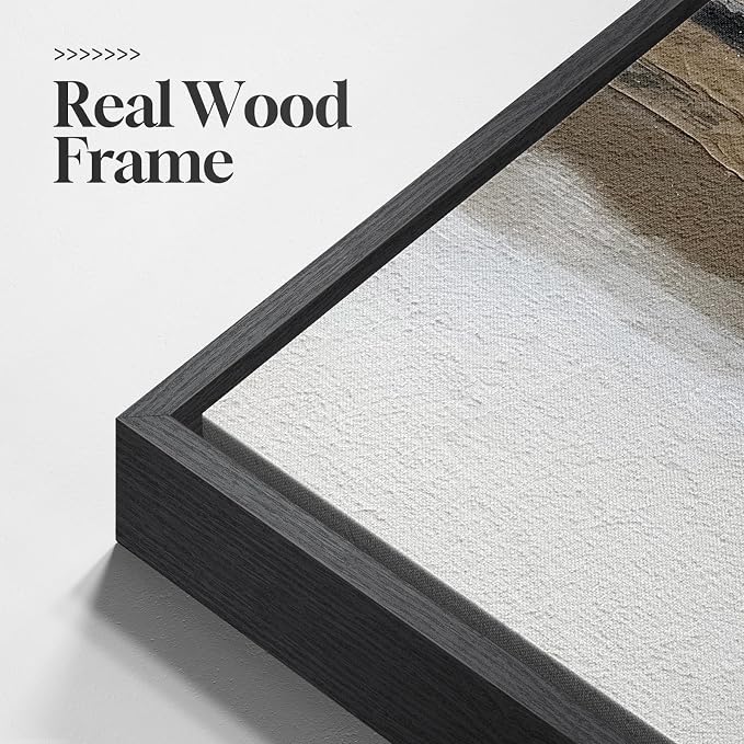 Large Framed Black and White Abstract Wall Art for Living Room, 30x60 In | Horizontal landscape pictures, Oversized canvas prints, Modern neutral artwork for walls, Wall decor for bedroom dining room