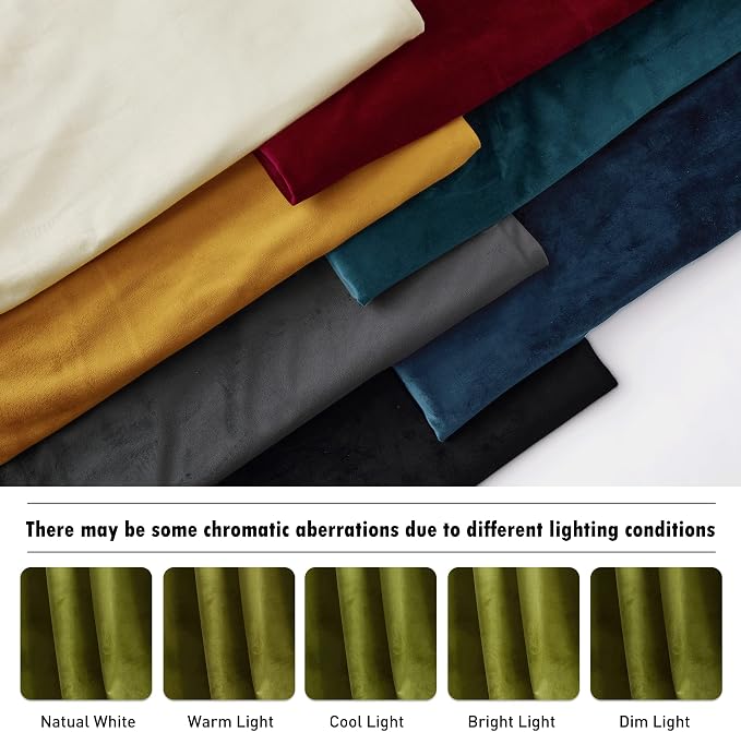 RYB HOME Velvet Curtains 120 inches Long, Extra Long High Ceiling Curtains | Thermal Insulated, Room Darkening, Luxury Decor for Villa Room Large Sliding Patior Door, Moss Green, W52 x L120, 2 Panels