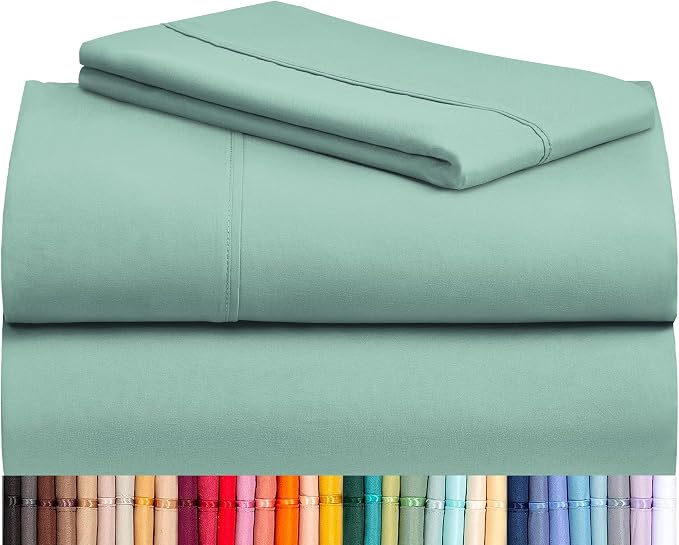 LuxClub 3 PC Twin Sheet Set, Deep Pockets Wrinkle Free Cooling Bed Sheets Hotel Bedding for Women, Men, Kids & Teens, Includes 1 Fitted Sheet, 1 Flat Sheet and 1 Pillowcase-Silky Soft Light Teal | LUXCLUB Cooling Twin Size Fitted Sheet & Pillowcase Set...