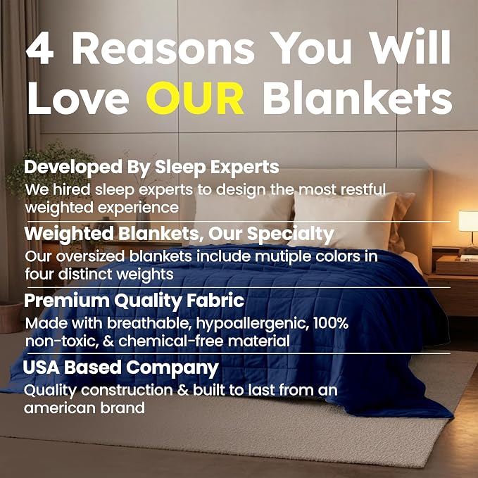 HomeSmart Queen Size Weighted Blanket 30 lbs - Breathable Ultra Soft Fabric | Evenly Distributed Medium Pressure Comforting Weight Stays Balanced, Generous Overhang, No Shifting Weight, Machine Washable