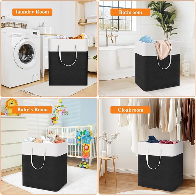 TasticTotes Laundry Basket 3-Pack, Laundry Hamper, 100L-Black | Clothes Laundry Hamper, Collapsible Laundry Basket, Freestanding laundry hamper with Handles for Home or Dorm