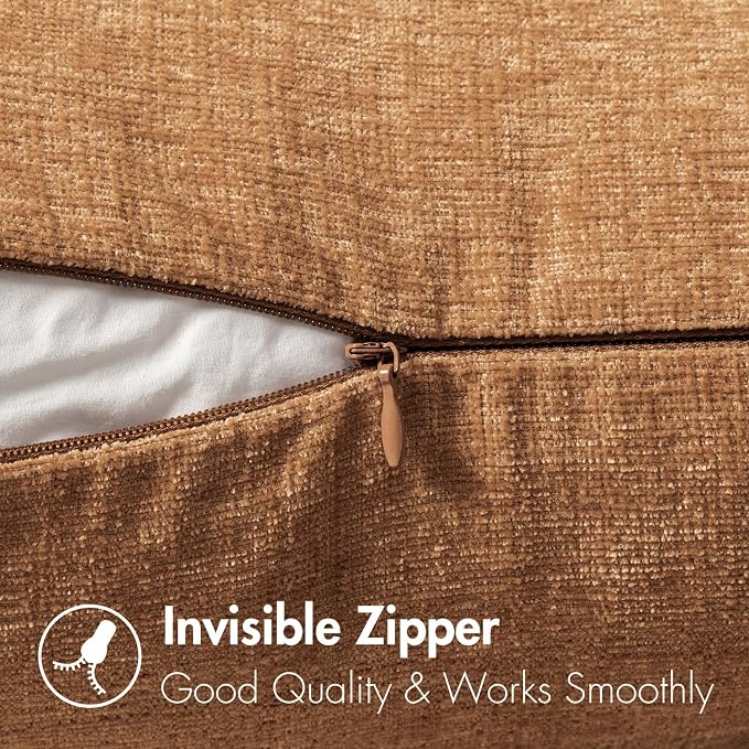 MIULEE Soft Chenille Throw Pillow Covers Brown 20x20 Inch Pack of 2 | Modern Home Decor, Classic Decorative Pillows, Solid Dyed Cases, Boho Couch Cushion Covers for Sofa Bed Living Room