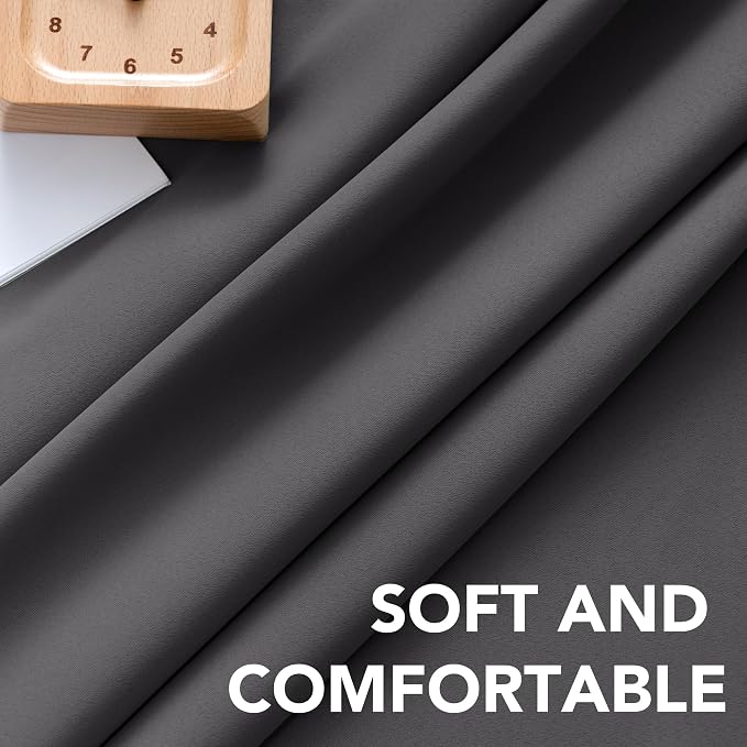 H.VERSAILTEX Blackout Curtains Thermal Insulated Window Treatment Panels Room Darkening Blackout Drapes for Living Room Back Tab/Rod Pocket Bedroom Draperies (2 Panels, Charcoal Gray, 42 x 84 Inch)