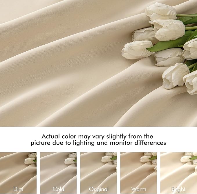 MIULEE Cream Beige Back Tab Blackout Curtains 52x78 Inch Length 2 Panel Set | Rod Pocket Pinch Pleated, Thermal Insulated, Room Darkening, Light Blocking, Privacy Curtains for Living Room Bedroom