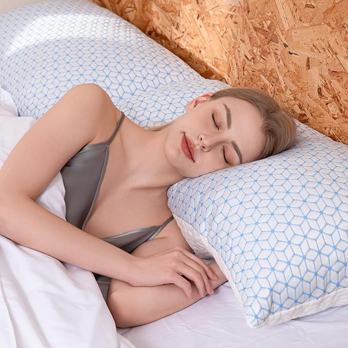 Love Attitude Pillows Queen Size Set of 2, Shredded Memory Foam Pillows | Firm and Cooling Queen Pillows 2 pack, Firmness Adjustable for Side Back Stomach Sleepers