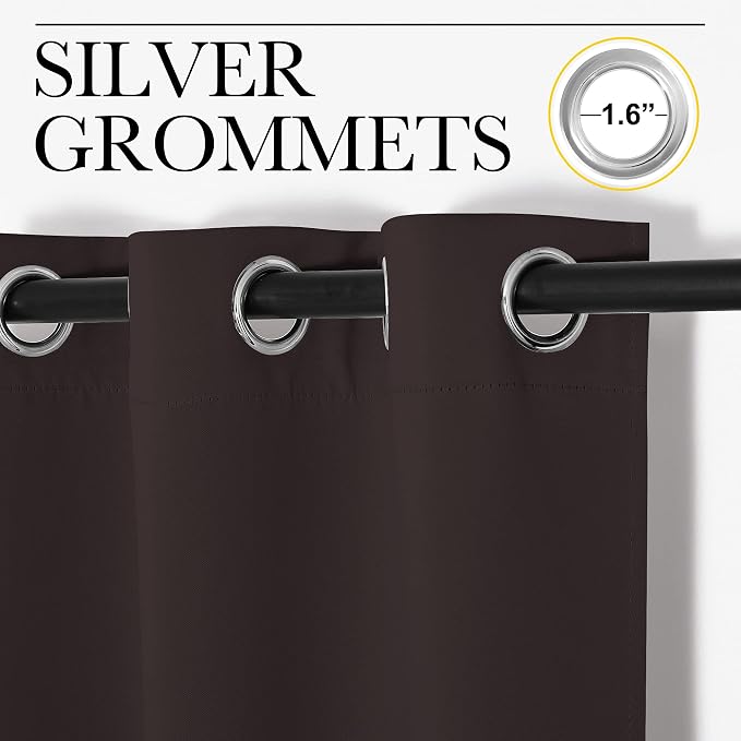 NICETOWN Triple Weave Blackout Curtains, 2 Panels, 42 x 63-in, Toffee Brown | Microfiber Energy Saving Thermal Insulated Solid Grommet Blackout Curtains for Bedroom