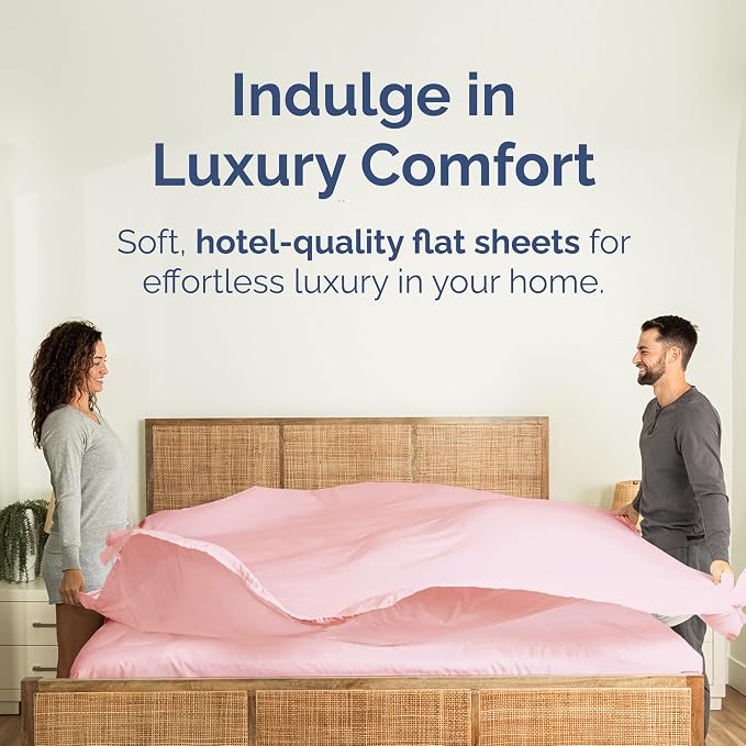King Flat Sheet - Single Top Flat Sheet Only - Soft & Cooling - Baby Pink | Hotel Luxury Top Flat Sheet Only, Ultra-Soft, Breathable & Cooling, Fade & Wrinkle Free, Easy-Care, Stain & Shrink Resistant