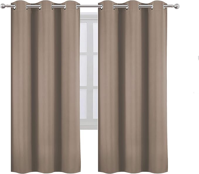 Cappuccino Thermal Blackout Curtains/42 x 72 Inch/Set of 2 Panels Room Darkening Curtains for Bedroom