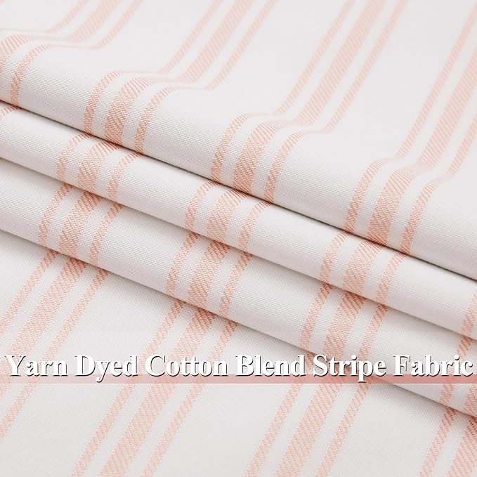 ZJDECOR White Cotton Blended Full Blackout Curtains with Pink Stripes | Modern Bedroom Living Room Drapes,Thermal Insulated Window Treatment,Back Tabs Rod Pocket,55"Wx72"L(Pack of 2)