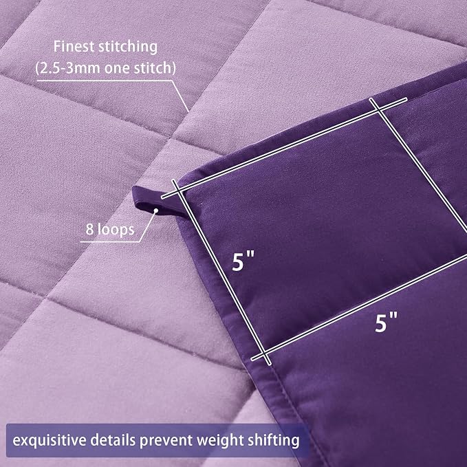 yescool Weighted Blanket for Adults (12 lbs, 48" x 72", Purple) Cooling Heavy Blanket for Sleeping Perfect for 110-130 lbs, Twin Size Breathable Blanket with Premium Glass Bead, Machine Washable