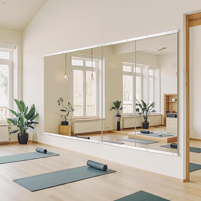 Home Gym Mirror for Wall, 56x28x2PCS Frameless Full Length Mirror, Silver | HD Shatterproof Glass, Easy Wall Mount, Large Body Mirrors for Home Gym, Workout, Bedroom, Garage