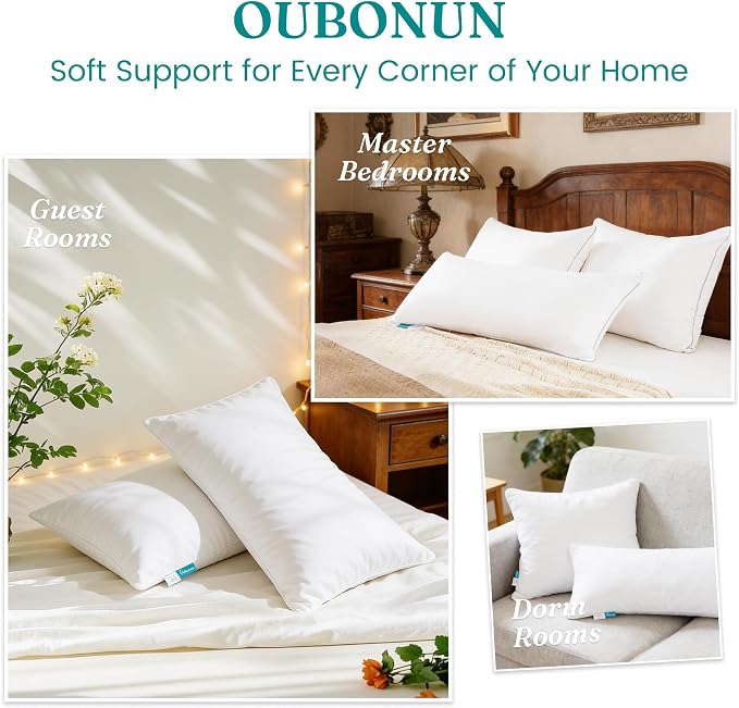 Oubonun 12"x16" Throw Pillow Insert – Plush and Supportive Decorative Cushion with 100% Cotton Cover, for Couch, Sofa, Bed, Chair – Pack of 1