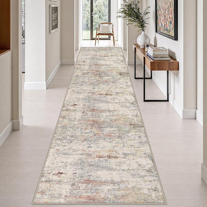 3x14 Washable Runner Rug：Modern Abstract Kitchen Soft Carpet Taupe | For Hallway, Bedroom, Kitchen, Laundry, Bathroom,Door Mat,Modern Abstract,Machine washable,Non-Slip,Stain Resistant,Indoor