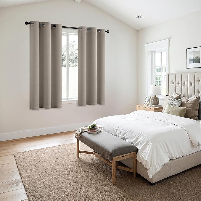 MIULEE Blackout Curtains for Bedroom 2 Panels 40 x 54 Inch Long Stone | Thermal Insulated, Living Room Darkening Grommet Drapes, Noise Reducing, Light Blocking Window Treatments
