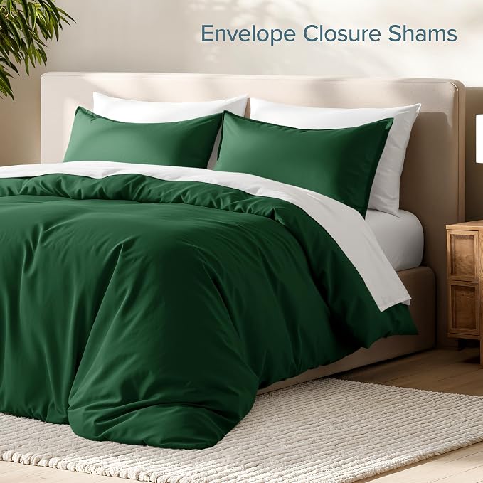 Bare Home Duvet Cover Set 1800 Ultra-Soft (California King, Forest Green) | Lightweight, Cooling, Breathable, Premium 1800 Ultra-Soft, All-Season