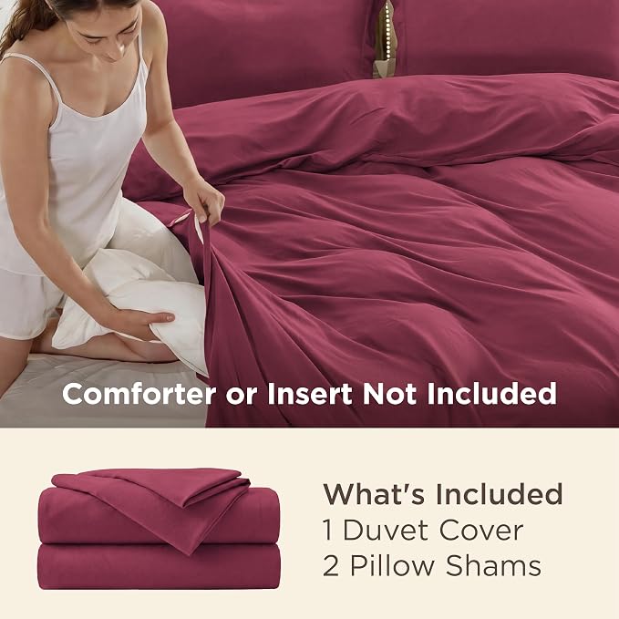 Bedsure Cal King Duvet Cover, Soft Double Brushed Bedding, Dark Red, 3Pcs | For Kids & Adults, 104"x98" Comforter Cover, Hotel Luxury, All Season, Breathable, Easy Care, Lightweight, California King