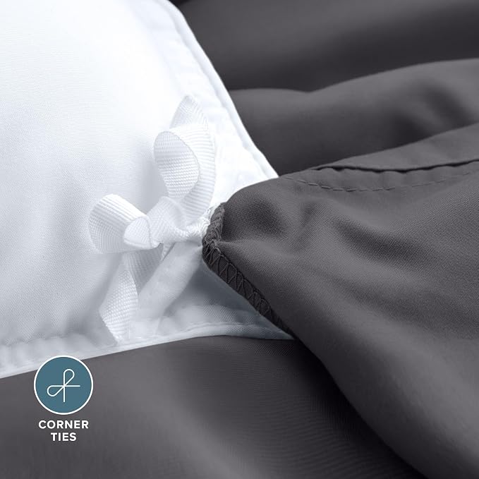 Bare Home Duvet Cover Set (Oversized Queen, Forged Iron Grey) | 1800 Ultra-Soft, Lightweight, Cooling, Breathable, Premium, All-Season