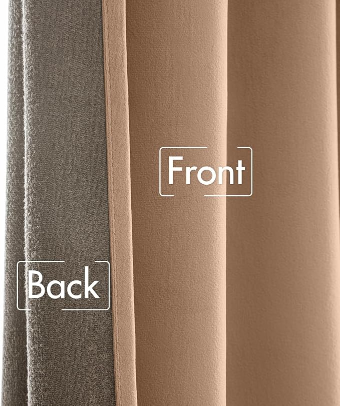 MIULEE Blush Beige Velvet Curtains 52x96 inches Luxury Blackout Curtains | Thermal Insulated, Super Soft Window Drapes for Bedroom Living Room, Rod Pocket & Back Tab
