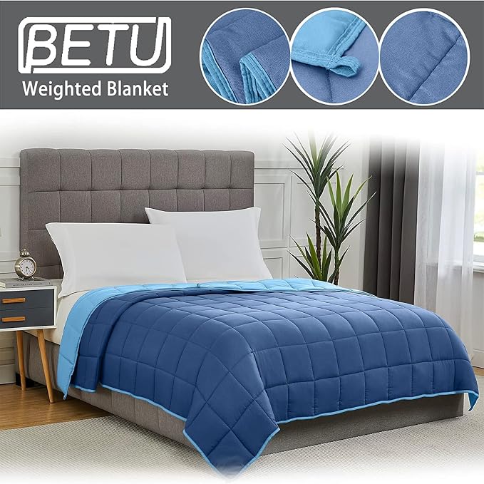 Weighted Blanket for Adults 20lbs, 88"x104", King Size Cooling Heavy Throw Blanket for 180-220lbs, Microfiber Soft Big Blankets Weighted Comforter, Blue