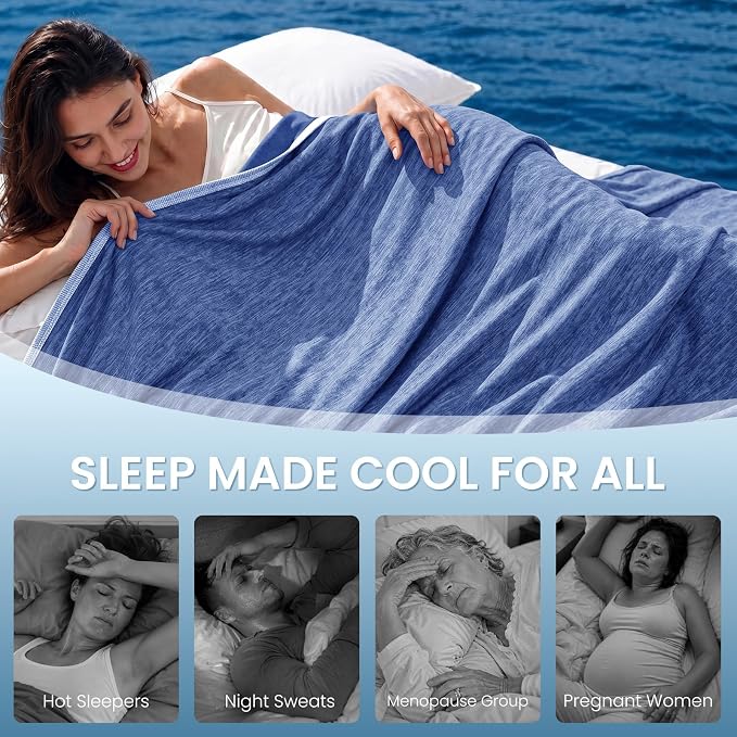 Topcee Cooling Blanket Queen Size 90"x90" for Hot Sleepers Summer Blanket | Absorbs Heat Cold Summer Blanket for Night Sweats & Menopause Q-Max>0.5 Lightweight Breathable Soft Double-Side Cooling