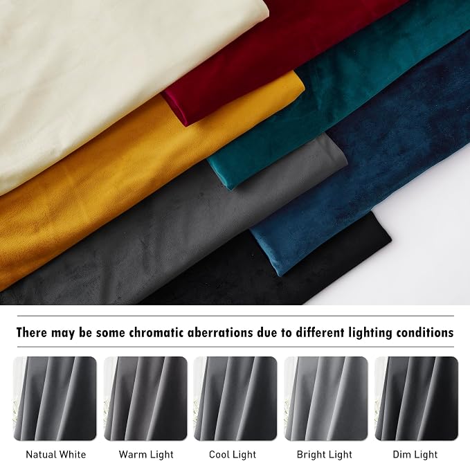 RYB HOME Velvet Curtains 108 inches Long, Extra Long High Ceiling Curtains | Thermal Insulated, Luxurious Home Decor, Curtains for Apartment Loft Large Windows, W52 x L108, Grey, 2 Panels Set