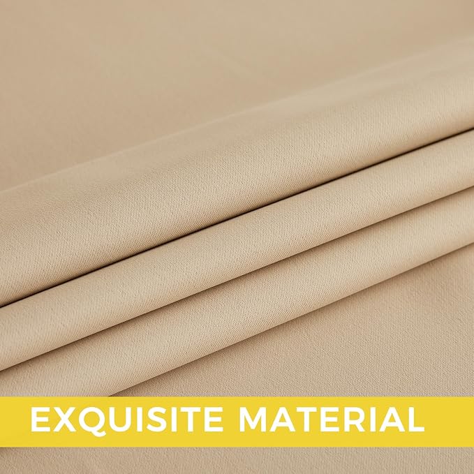 NICETOWN Beige Room Darkening Curtains 54 Inches Long 2 Panels for Living Room, Bedroom, Nursery Summer Thermal Insulated Blackout Drapes Grommet Noise Reducing Window Curtains, W40
