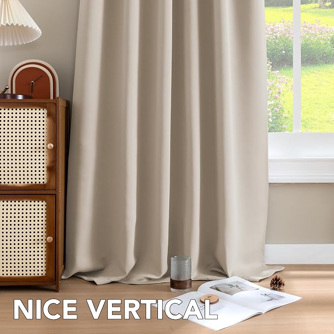 H.VERSAILTEX Blackout Curtains Thermal Insulated Window Treatment Panels Room Darkening Blackout Drapes for Living Room Back Tab/Rod Pocket Bedroom Draperies (2 Panels, Fog, 52 x 63 Inch)